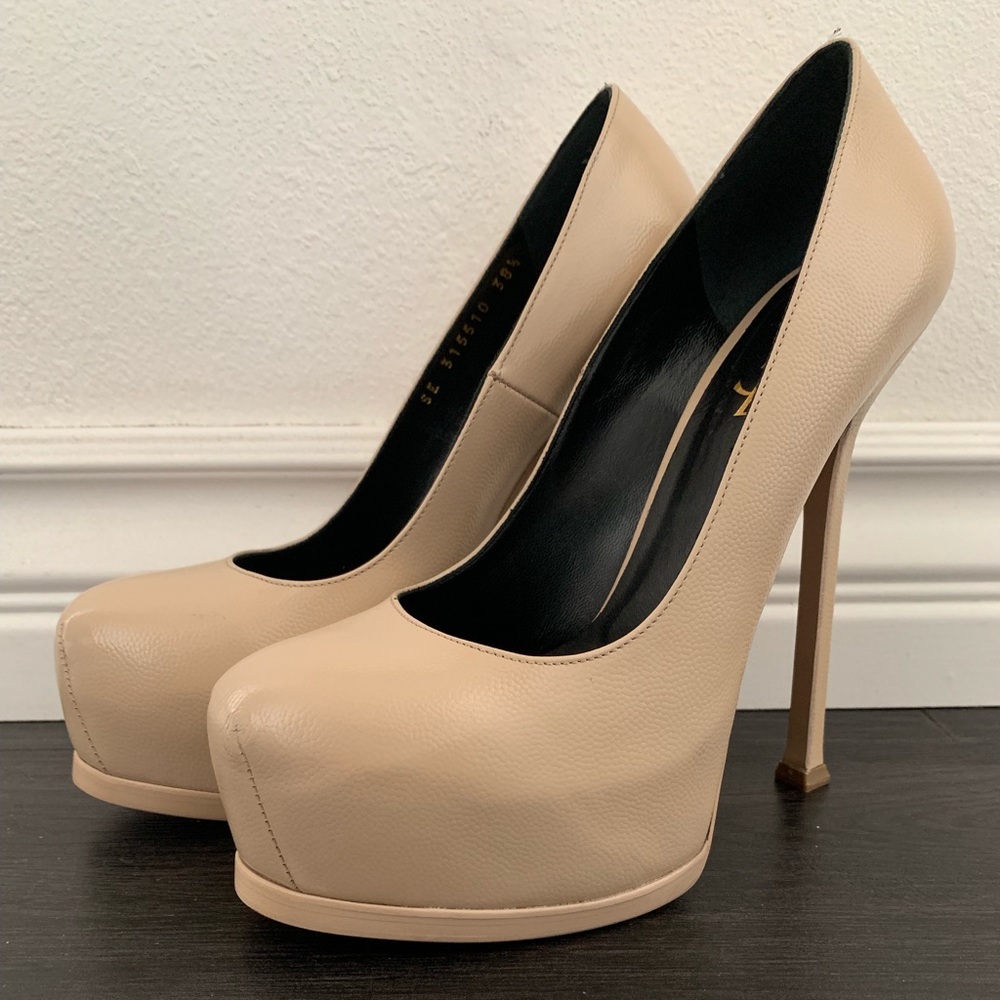Saint Laurent Cream Tribute Two Textured Leather